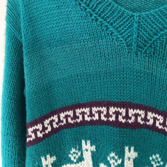 100% Alpaca Wool Teal Sweater - Picture 6 of 15